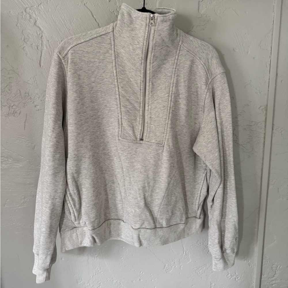 Everlane Light Heather Gray Half Zip Sweatshirt